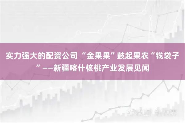 实力强大的配资公司 “金果果”鼓起果农“钱袋子”——新疆喀什核桃产业发展见闻